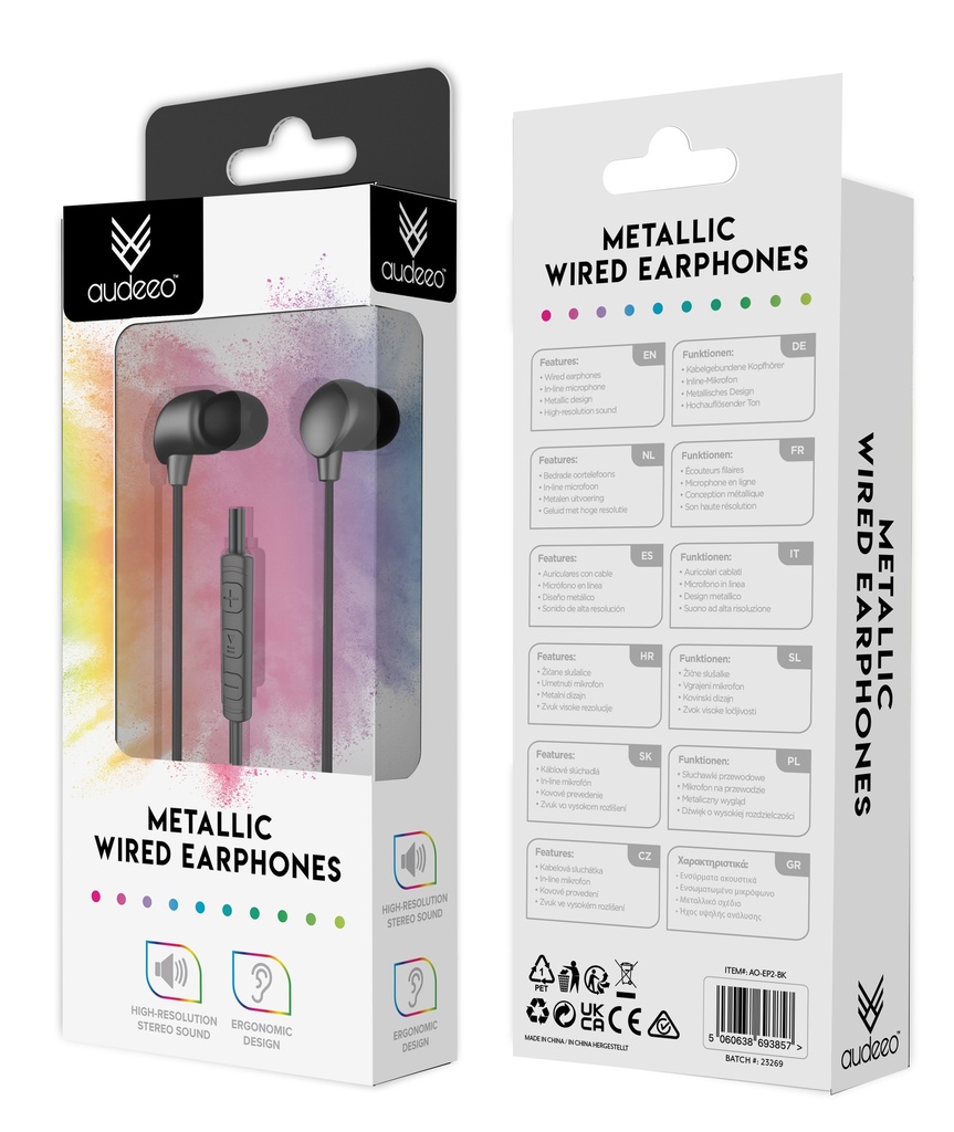 Audeeo Metallic Wired Earphones Black