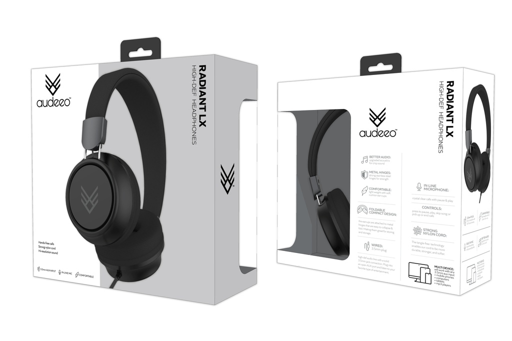 Audeeo Wired Headphones Black