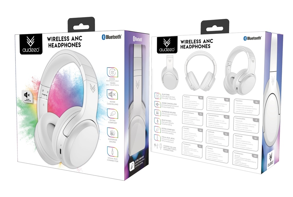 Audeeo Wireless Headphones ANC White