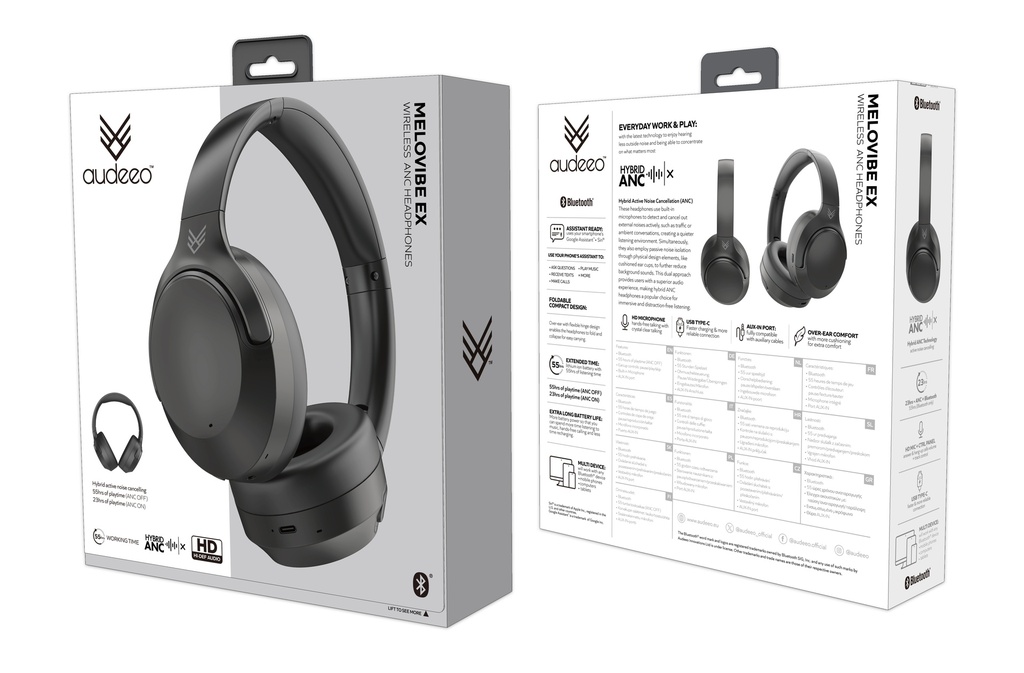 Audeeo Wireless Headphones Hybrid ANC ENC Headphone Black