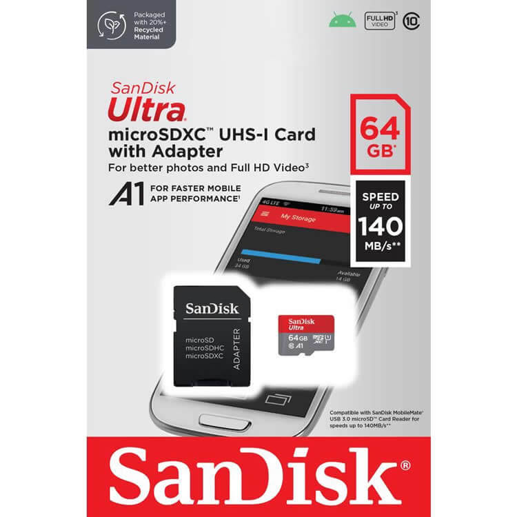 SanDisk 64GB MICROSDHC ULTRA SDSQUAB-064G-GN6MA