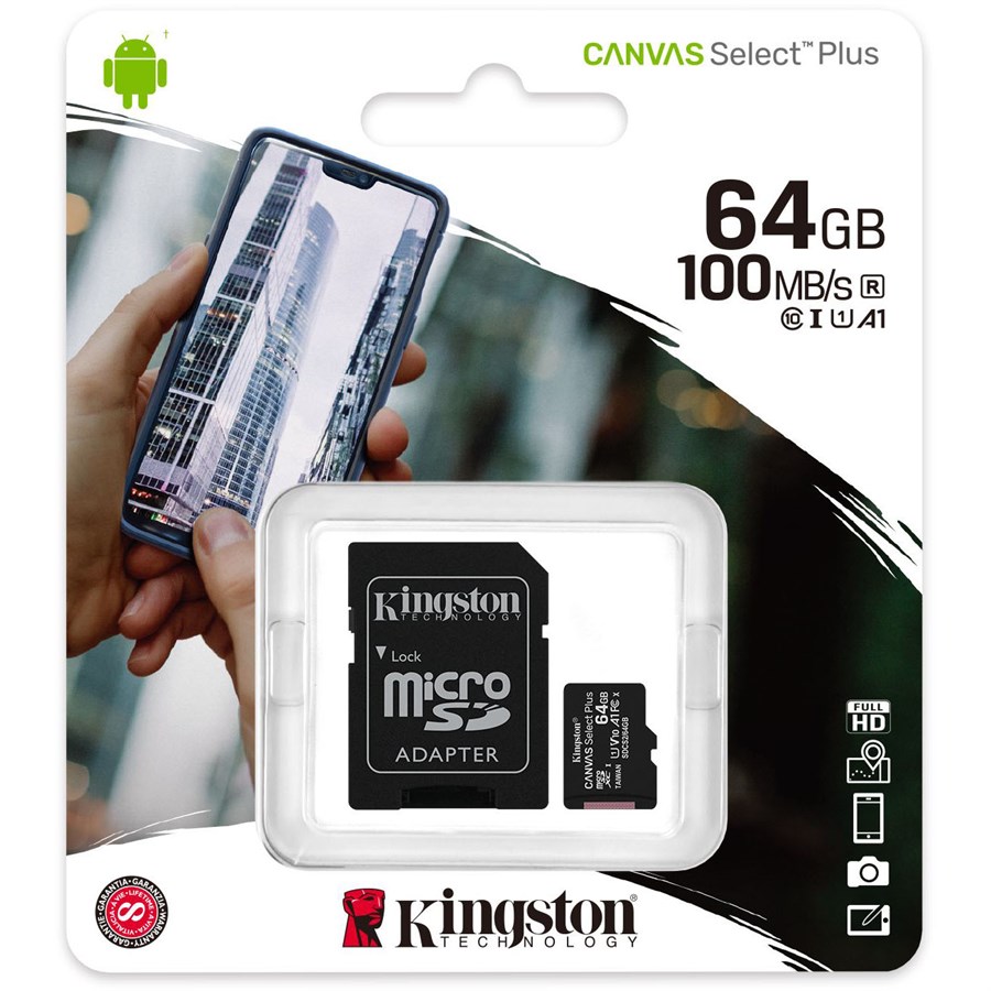 Kingston 64GB Canvas Select Plus Micro SDXC + Adapter SDCS2/64GB