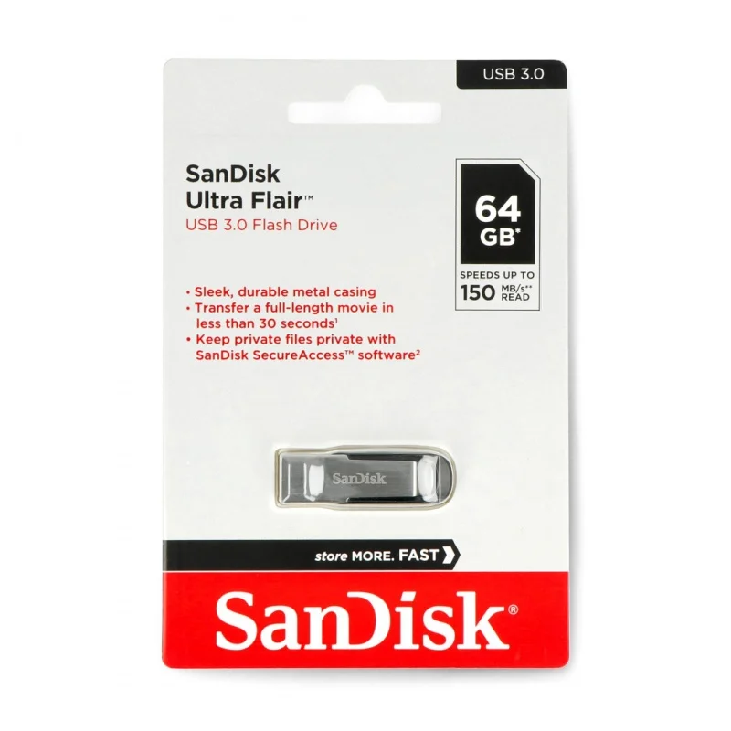 SanDisk 64GB ULTRA FLAIR USB 3.0 - SILVER