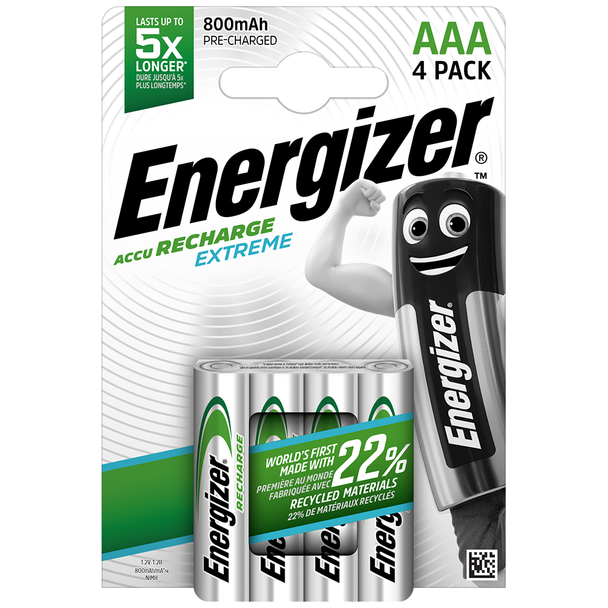 Energizer Rechargable Batteries AAA/HR03 800MAH (4-Pack)