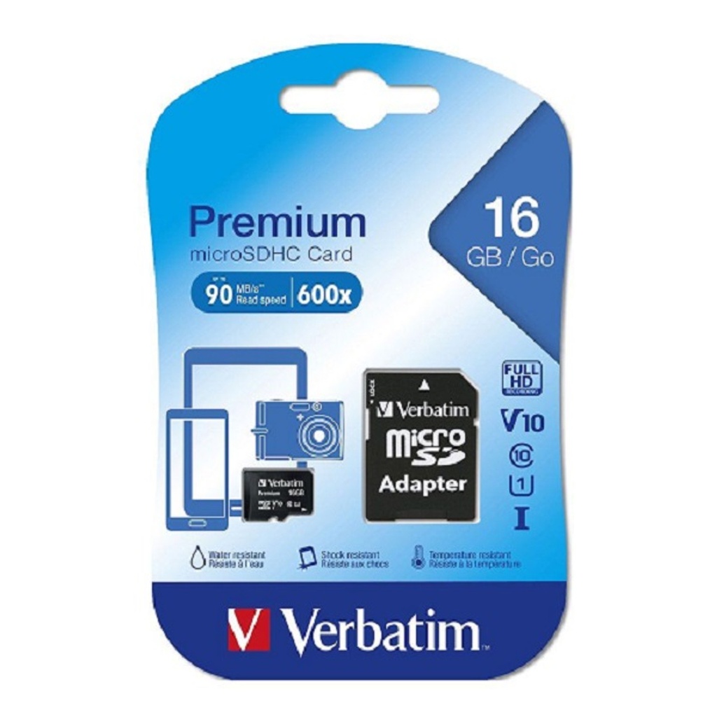 Verbatim 16GB MicroSD/SDHC  Card Premium Class10 + Adapter retail