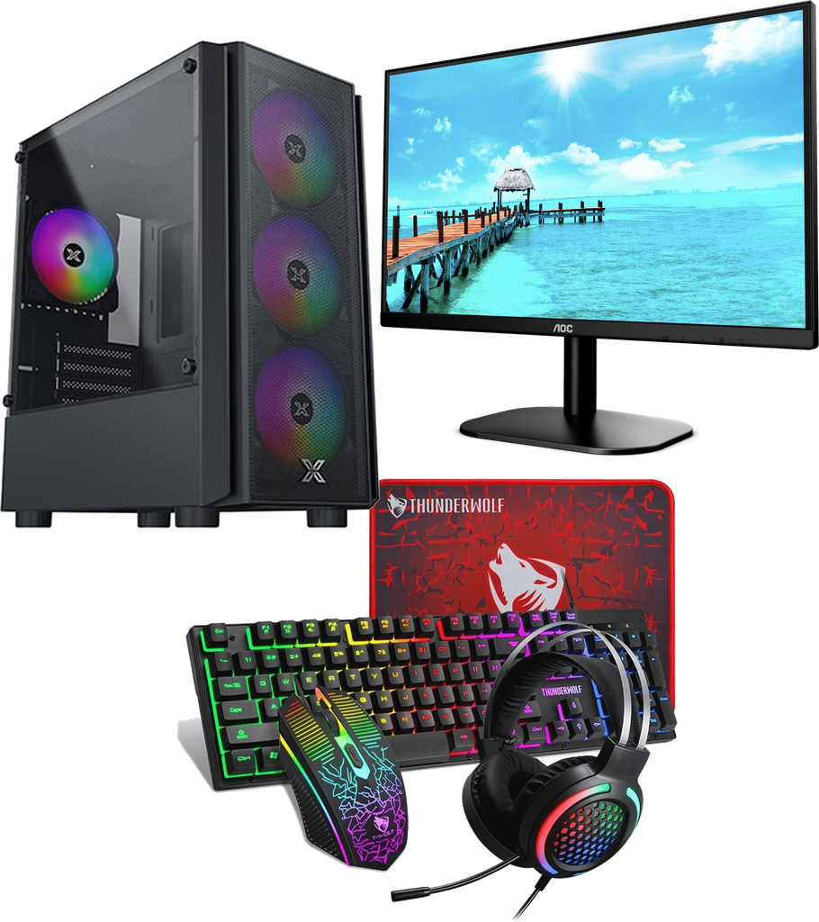 Gaming PC Bundle Deal! Fortnite Gaming Desktop｜24" AOC Monitor｜T-Wolf 800 4-in1 Set