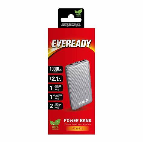 Eveready Powerbank 10,000MAH 2 USB Silver