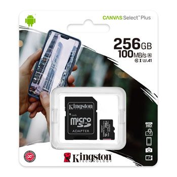 Micro SDXC 256GB Kingston Canvas Select Plus +  Adapter SDCS2/256GB