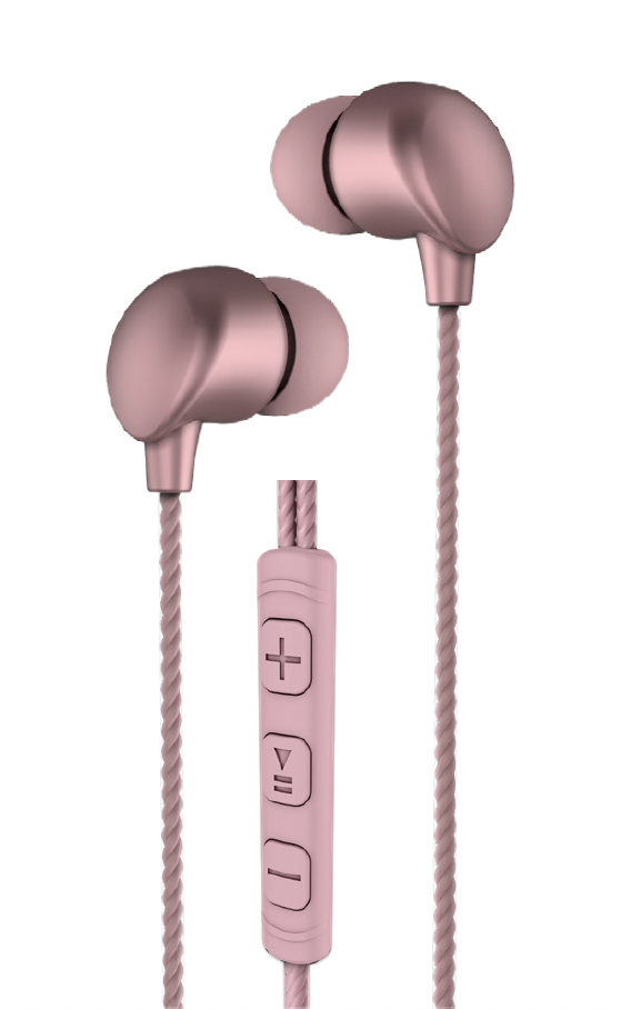 Audeeo Metallic Wired Earphones Rose Gold