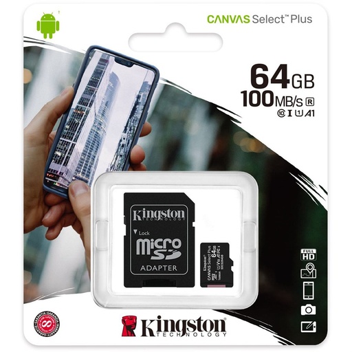 [KIN-SDCS2/64GB] Kingston 64GB Canvas Select Plus Micro SDXC + Adapter SDCS2/64GB