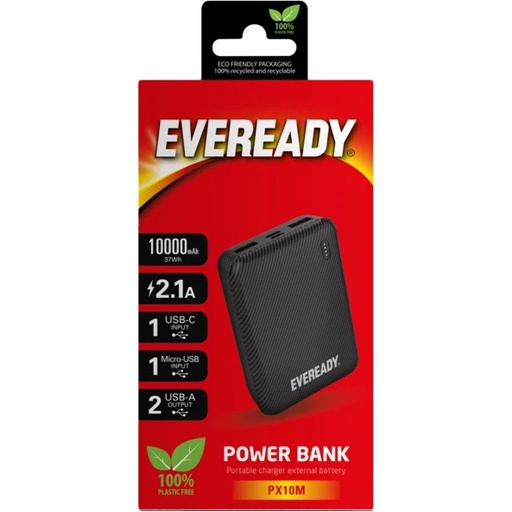 [EVE-PX10M] Eveready Powerbank 10,000MAH 2 USB Black