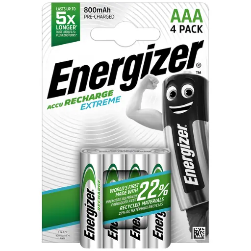 [LTF-E300624404] Energizer Rechargable Batteries AAA/HR03 800MAH (4-Pack)