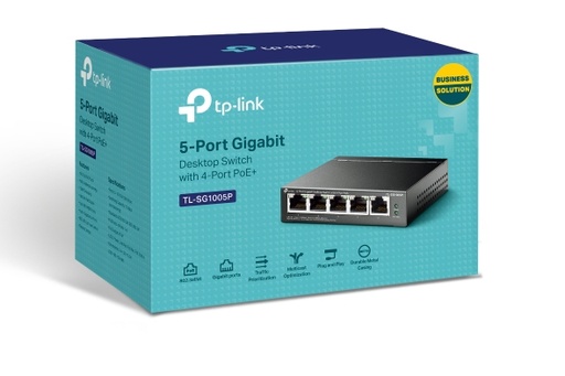 [TPL-POE-SG1005P] TP-Link TL-SG1005P 5-Port Gigabit Desktop Switch with 4-Port PoE